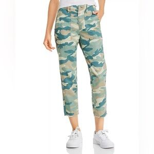 MOTHER The Shaker Chop Crop Printed Jeans 30 Camo Linen Blend
